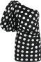 PINKO one-shoulder polka-dot print minidress Zwart - Thumbnail 1