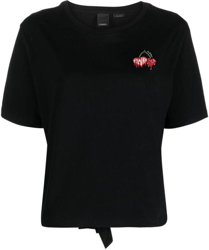 PINKO T-shirt met open rug Zwart