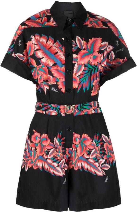 PINKO Playsuit met bloemenprint Zwart