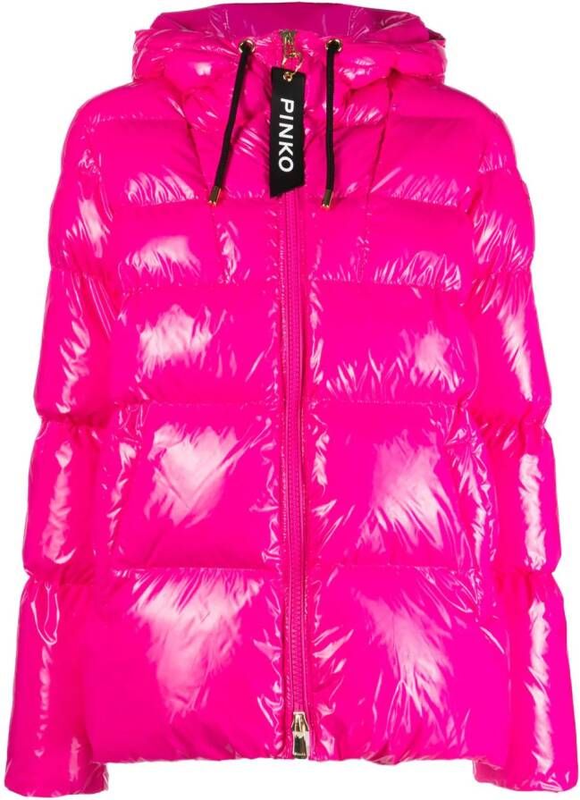 PINKO quilted hooded jacket Roze