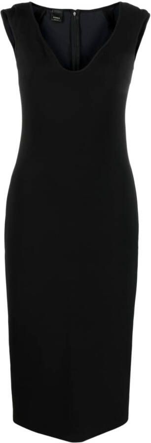 PINKO Midi-jurk met diepe ronde hals Zwart