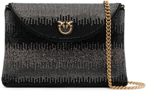 PINKO Love Birds clutch verfraaid met pailletten Zwart