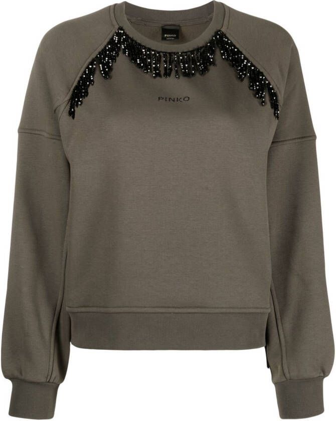 PINKO Sweater verfraaid met kristallen Groen