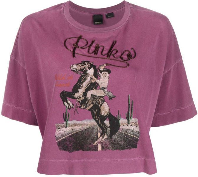 PINKO T-shirt met geborduurd logo Paars