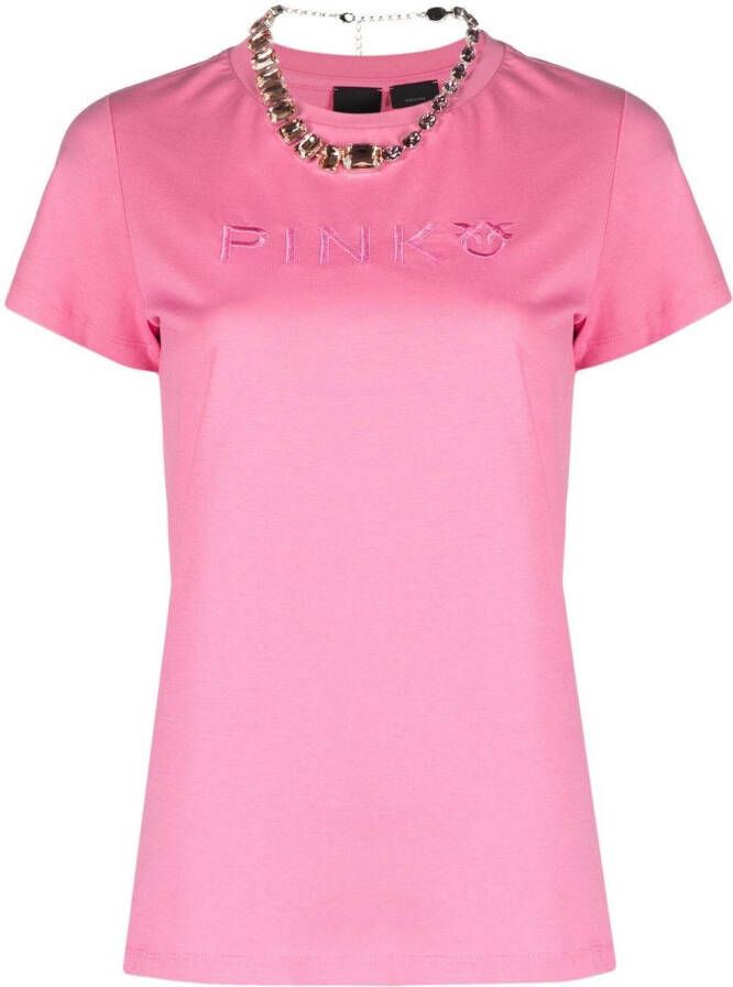 PINKO T-shirt met geborduurd logo Roze