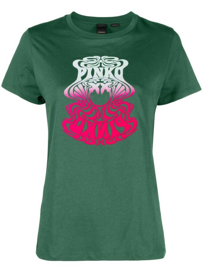 PINKO T-shirt met logoprint Groen