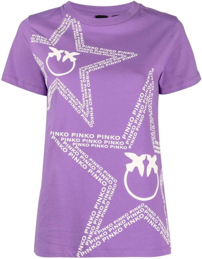 PINKO T-shirt met logoprint Paars