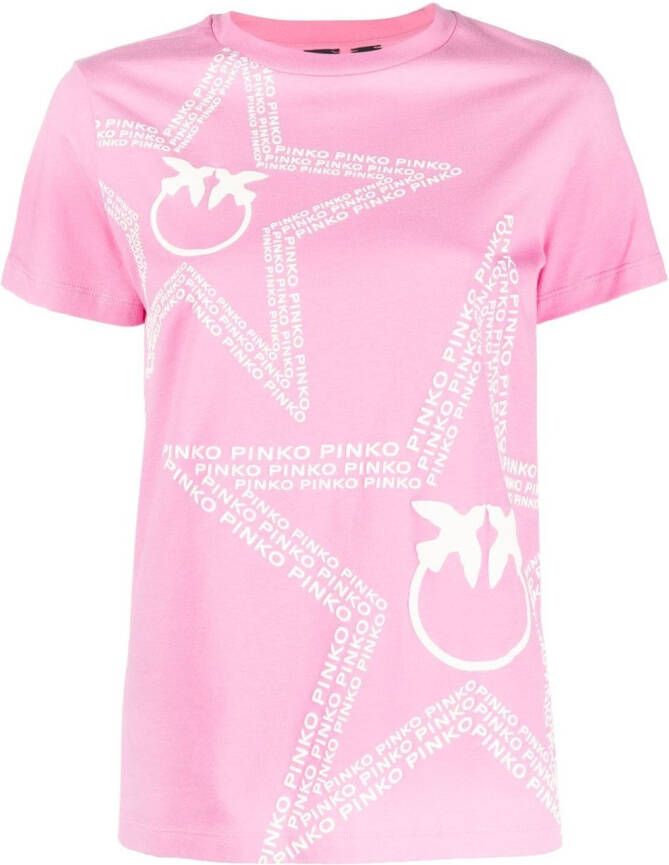 PINKO T-shirt met logoprint Roze