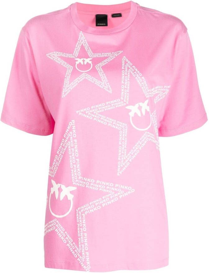 PINKO T-shirt met logoprint Roze