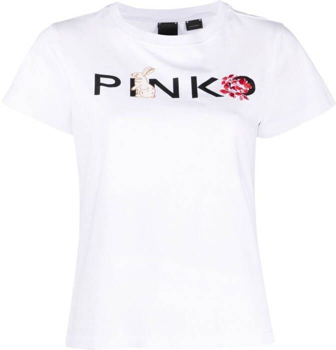 PINKO T-shirt met logoprint Wit