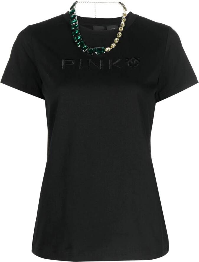 PINKO T-shirt verfraaid met kristallen Zwart