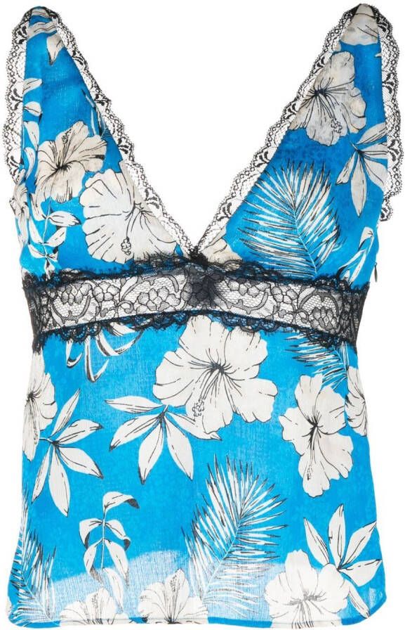 PINKO Top met bloemenprint Blauw