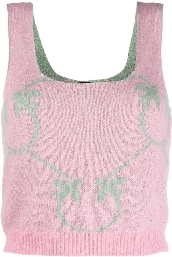 PINKO Top met intarsia logo Roze