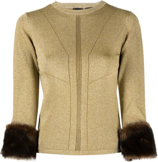 PINKO Trui met afwerking van imitatiebont Groen