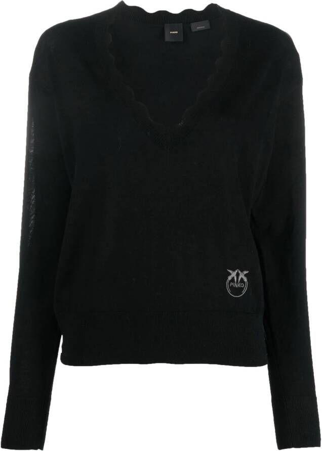 PINKO Trui met geborduurd logo Zwart
