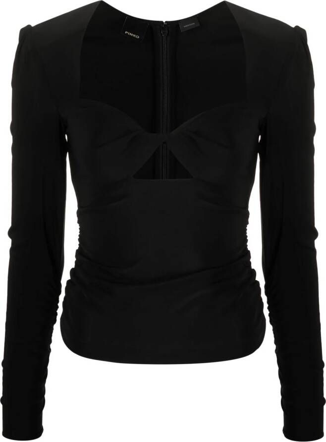 PINKO twist-detail draped blouse Zwart