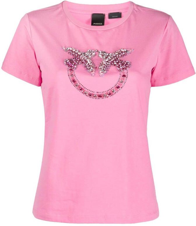 PINKO Verfraaid T-shirt Roze