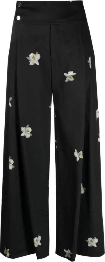 PINKO x Patrick McDowell orchid-print trousers Zwart