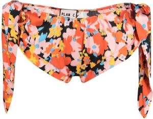 Plan C Bikinislip met bloemenprint Oranje