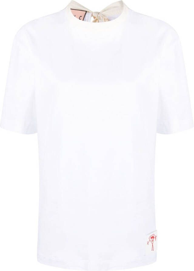 Plan C T-shirt met strikdetail Wit