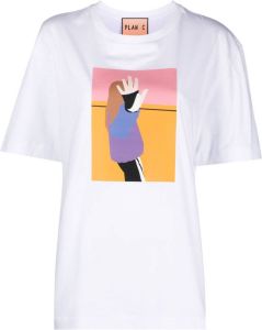 Plan C T-shirt met print Wit