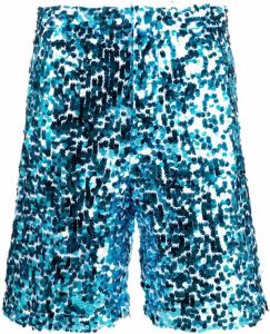Plan C Bermuda shorts met pailletten Blauw