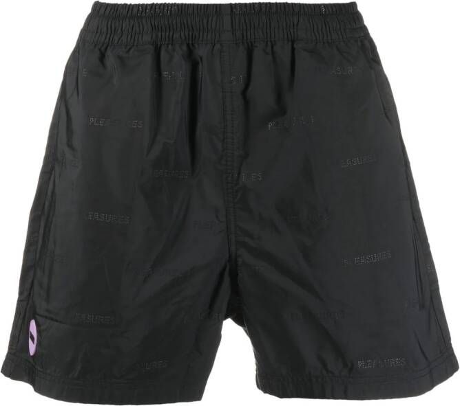 Pleasures Bermuda shorts met logo-reliëf Zwart