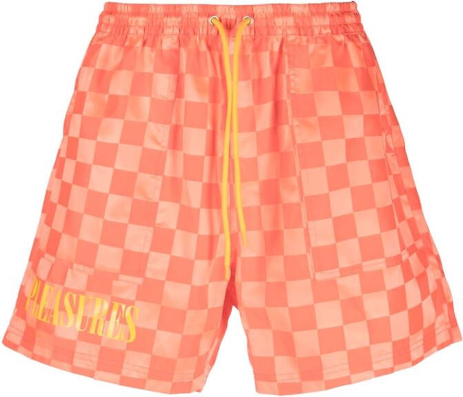 Pleasures Geruite shorts Oranje