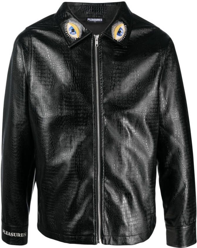 Pleasures Shirtjack met borduurwerk Zwart