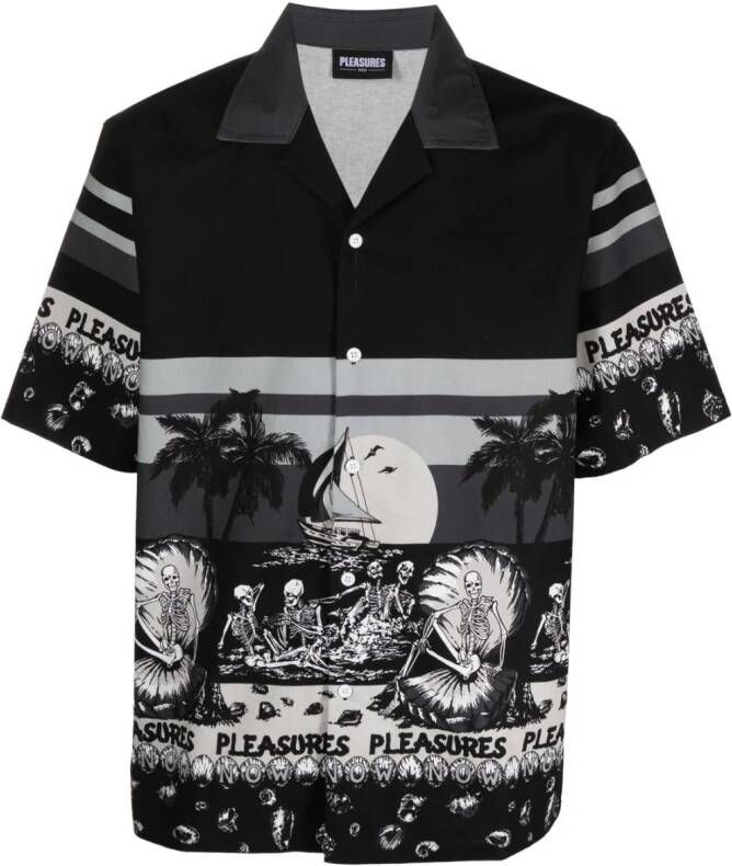 Pleasures Overhemd met print Zwart