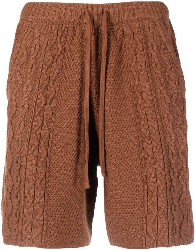 Pleasures Kabelgebreide shorts Bruin