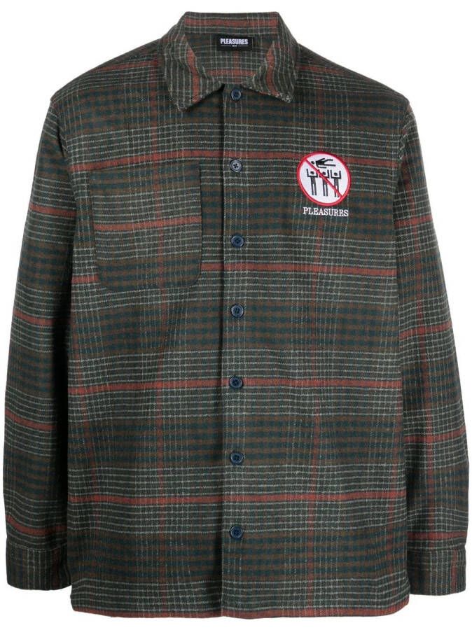 Pleasures Overhemd met logopatch Groen