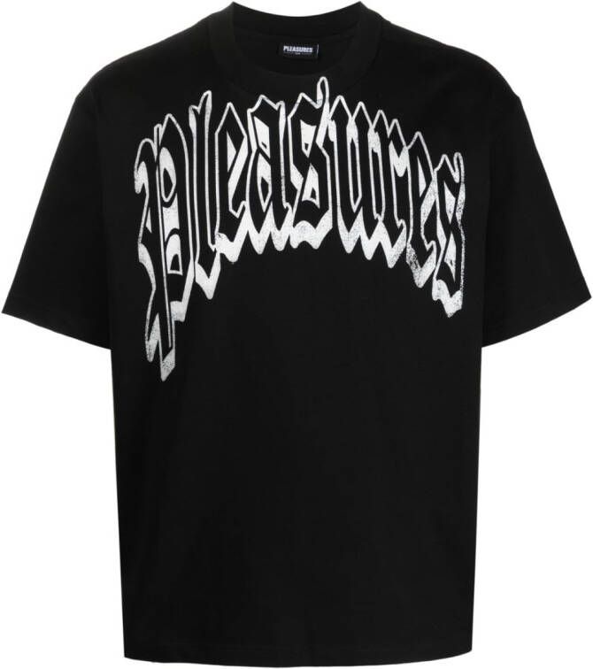 Pleasures T-shirt met logoprint Zwart