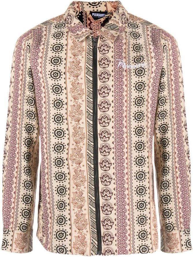 Pleasures Shirtjack met patroon Beige