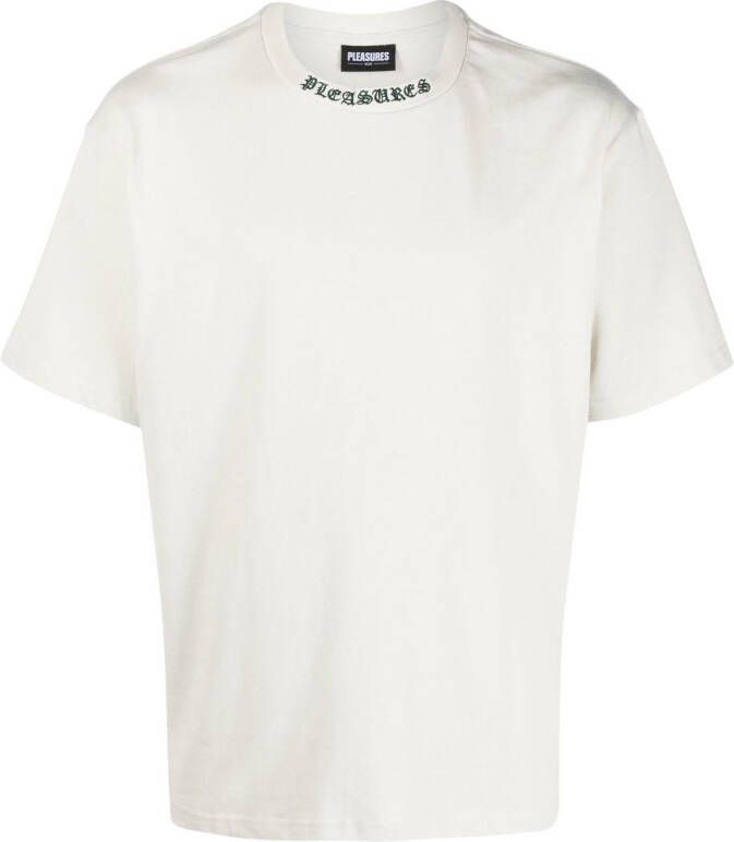 Pleasures T-shirt met logoprint Beige