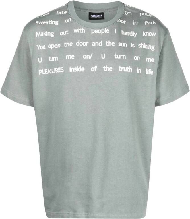 Pleasures T-shirt met grafische print Grijs