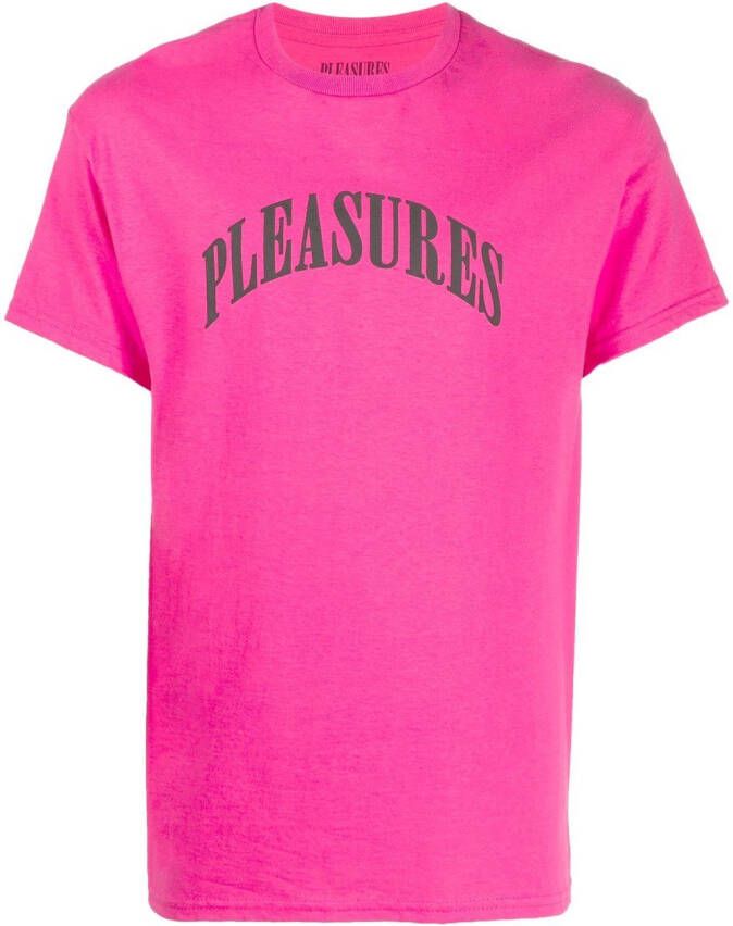 Pleasures T-shirt met logo Roze