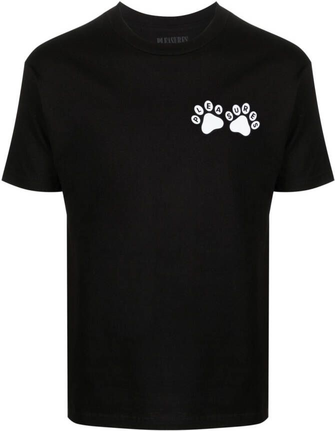 Pleasures T-shirt met logodetail Zwart