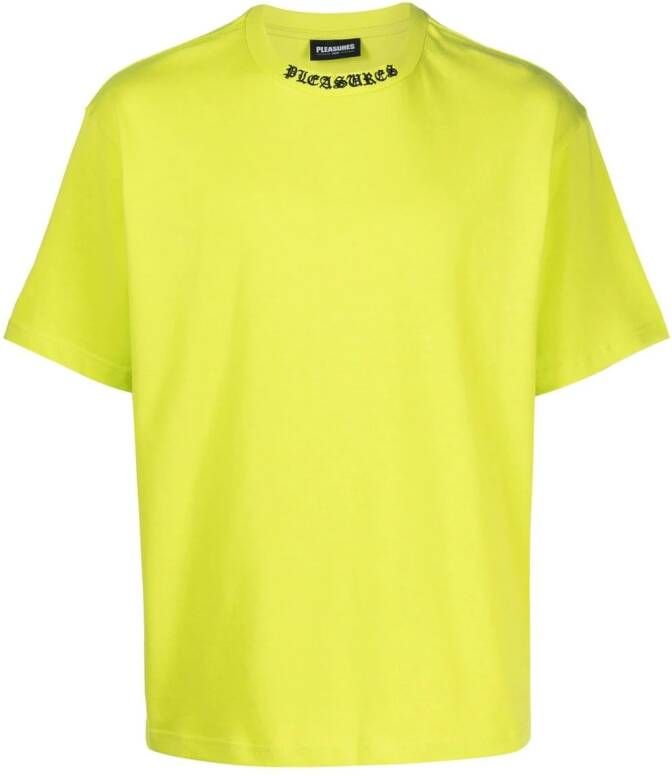 Pleasures T-shirt met logoprint Groen