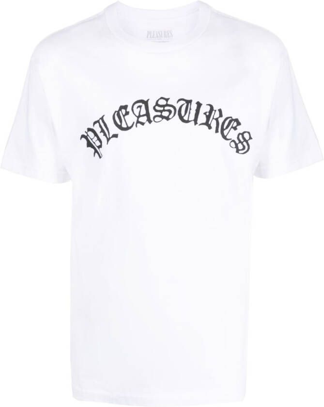 Pleasures T-shirt met logoprint Wit