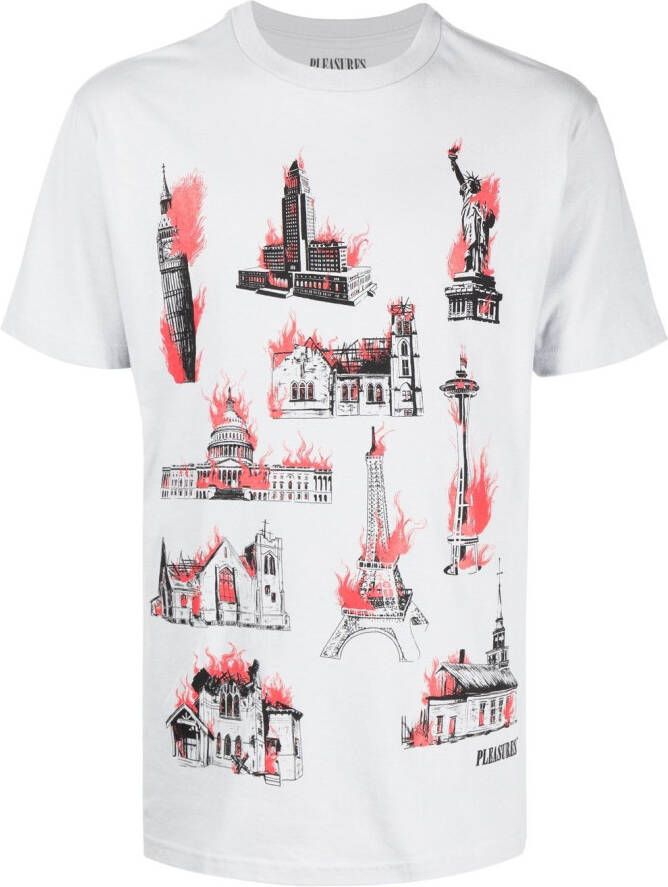 Pleasures T-shirt met print Grijs