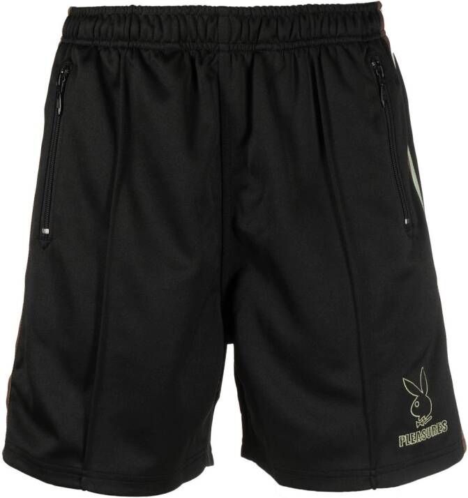 Pleasures x Playboy shorts met logoprint Zwart