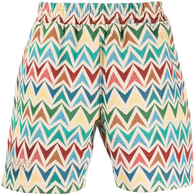 Pleasures Bermuda shorts met zigzagprint Beige