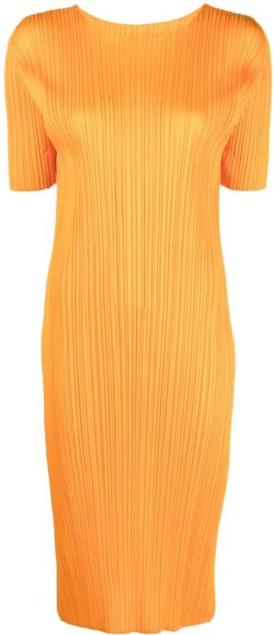 Pleats Please Issey Miyake Mini-jurk met plissé-effect Oranje