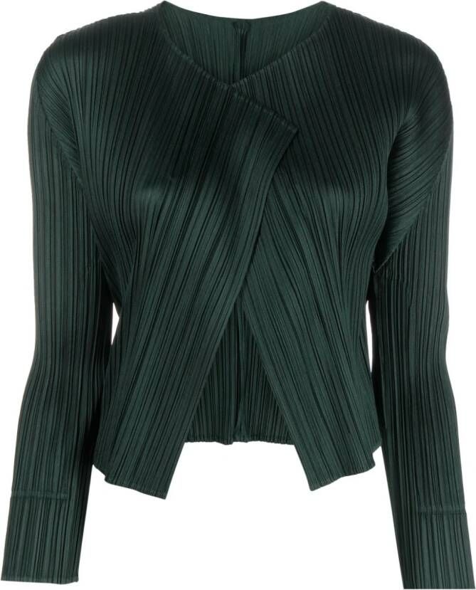 Pleats Please Issey Miyake Vest met plissé-effect Groen