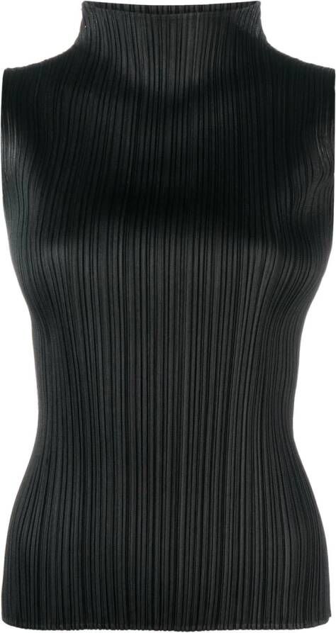 Pleats Please Issey Miyake Mouwloze top Zwart
