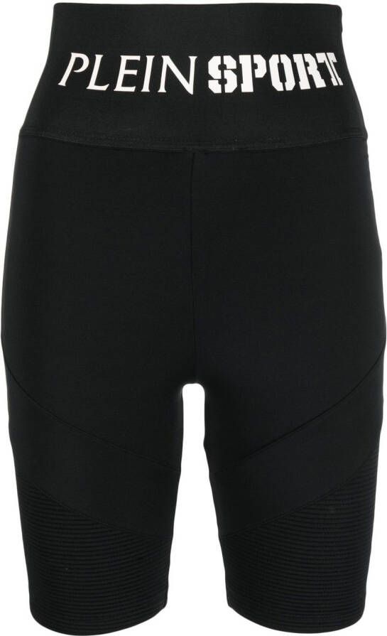 Plein Sport Fietsshorts met logoband Zwart