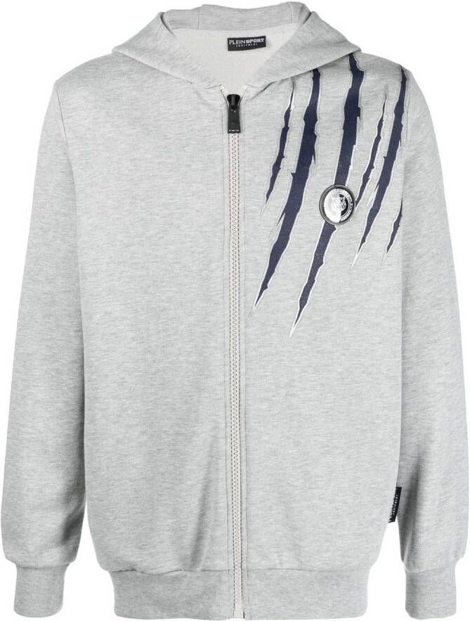 Plein Sport Hoodie met rits Grijs