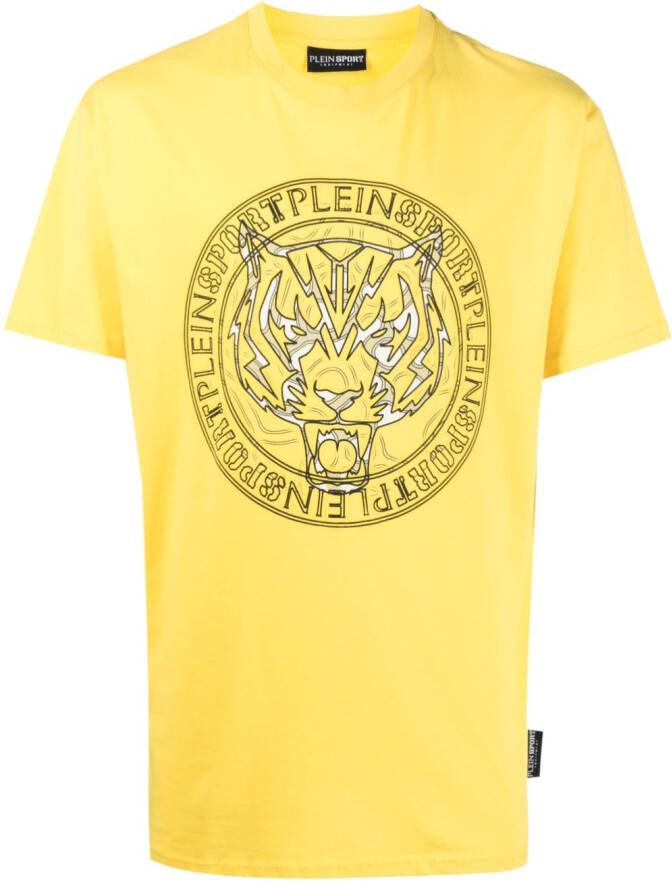 Plein Sport T-shirt met tijgerprint Geel
