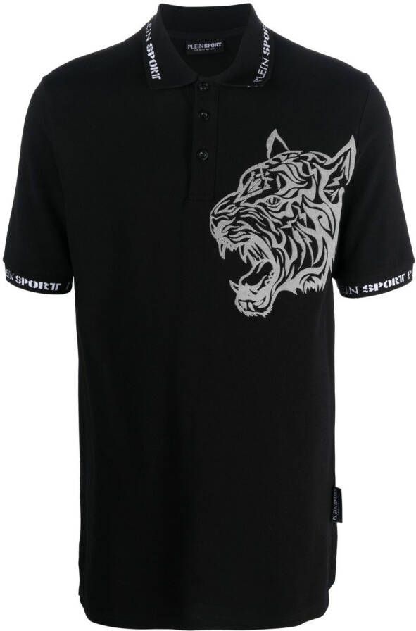 Plein Sport Poloshirt met tijgerprint Zwart